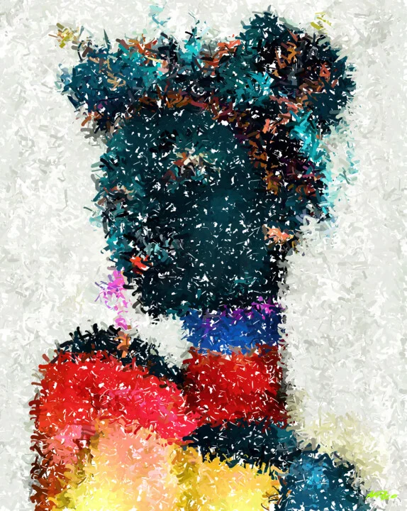 Click to view in high resolution Teal and Cerulean Afro Girl Portrait