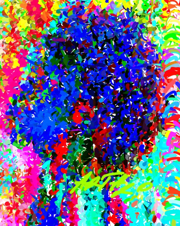 Click to view in high resolution Cerulean and Magenta Abstract Portrait