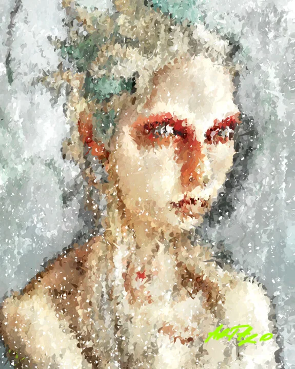 Click to view in high resolution Crimson and Dove Gray Portrait