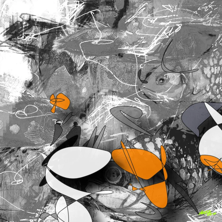 Click to view in high resolution Tangerine and Charcoal Digital Art Creation