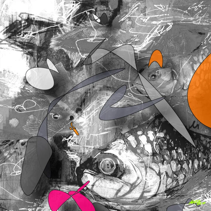 Click to view in high resolution Tangerine and Gray Fish Digital Art