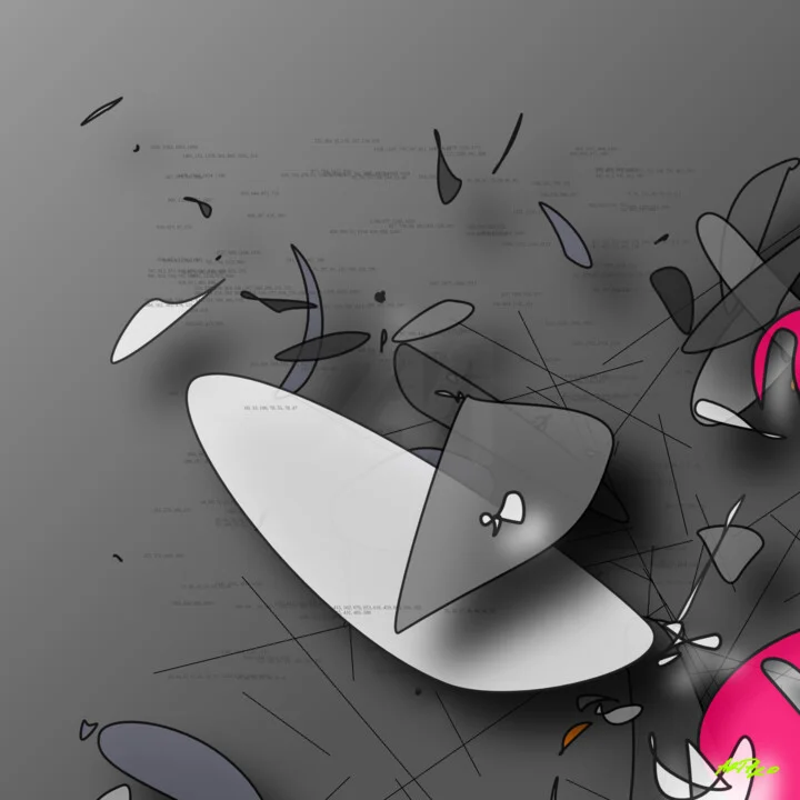 Click to view in high resolution Fuchsia and Gray Blob Digital Artwork