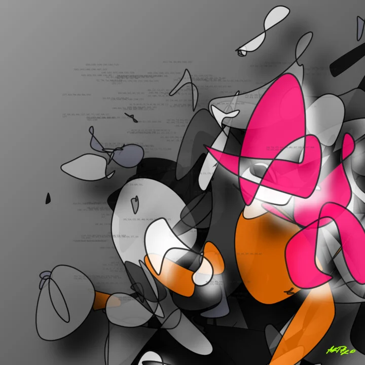 Click to view in high resolution Energetic Magenta and Tangerine Digital Art