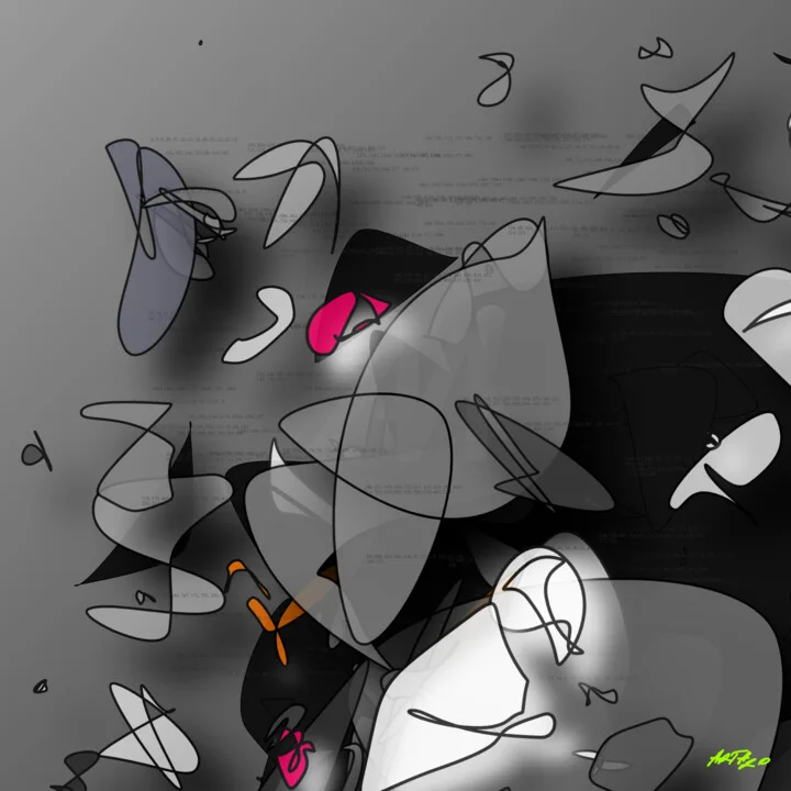 Click to view in high resolution Calm Charcoal and Magenta Composition