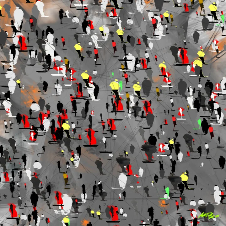 Click to view in high resolution Crimson and Charcoal Urban Silhouettes