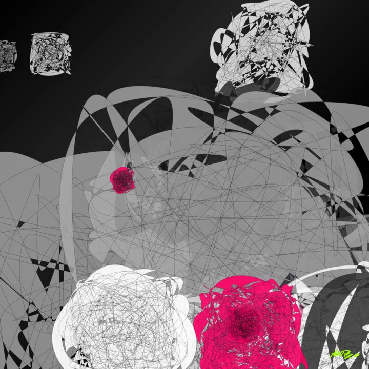 Click to view in high resolution Vivid Magenta and Charcoal Scribbles