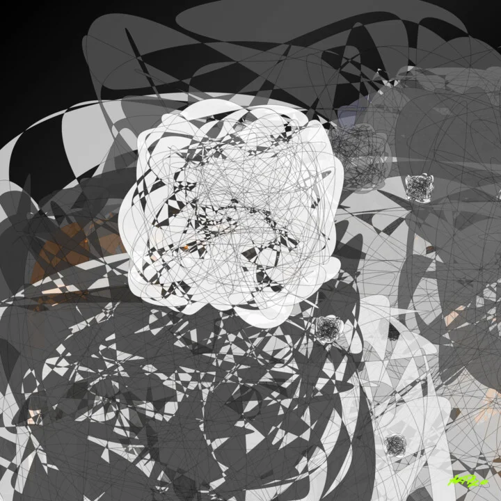 Click to view in high resolution Charcoal and White Generative Abstract