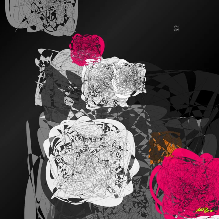 Click to view in high resolution Energetic Magenta Blobs on Charcoal