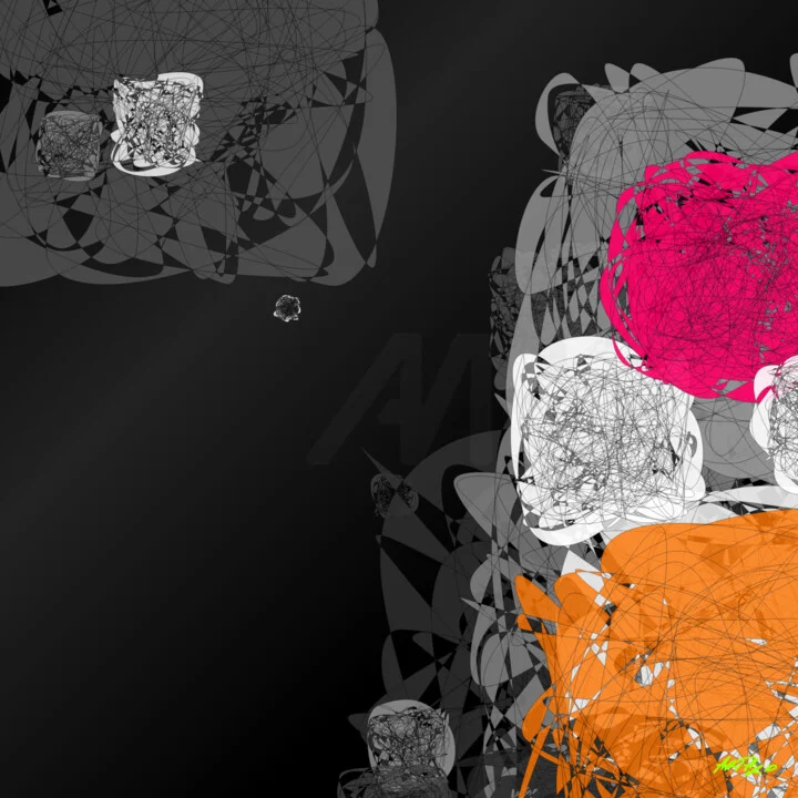 Click to view in high resolution Magenta and Tangerine Scribbles on Charcoal