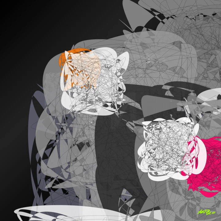 Click to view in high resolution Dynamic Magenta and White Digital Composition