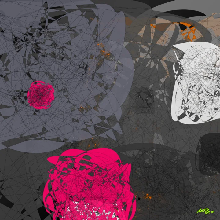 Click to view in high resolution Fuchsia and Charcoal Digital Composition