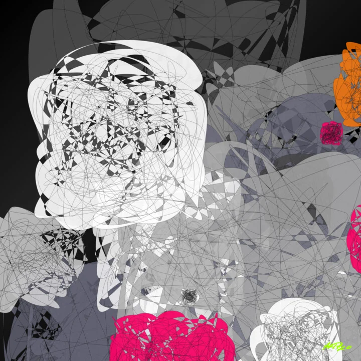 Click to view in high resolution Magenta and Charcoal Abstract Composition