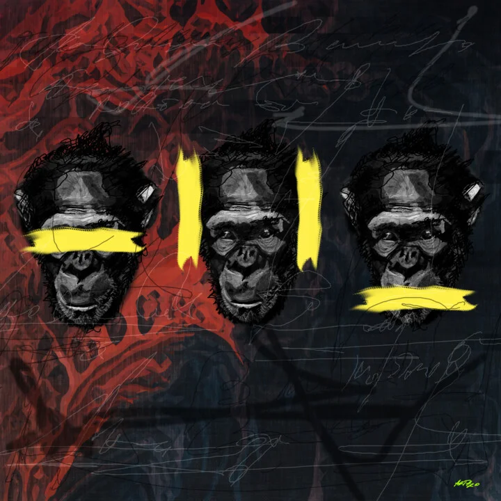 Click to view in high resolution Bold Yellow Monkeys Digital Print