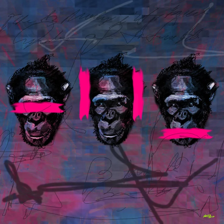 Click to view in high resolution Dynamic Pink Monkey Faces Digital Art