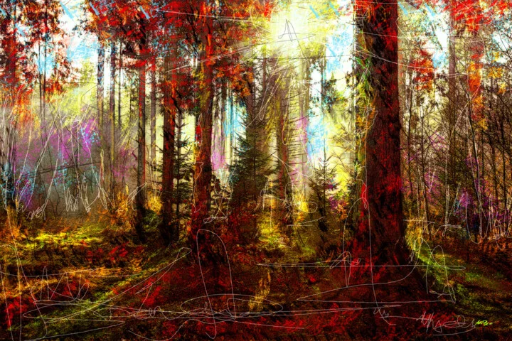 Click to view in high resolution Autumn Forest Light Digital Art Print