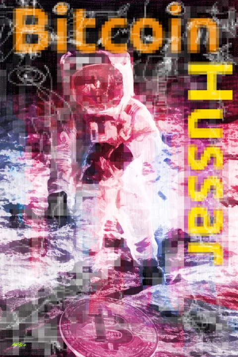 Click to view in high resolution Bold Pink and Orange Astronaut Art