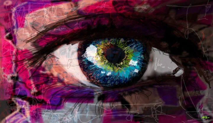 Click to view in high resolution Deep Blue Eye with Magenta and Purple