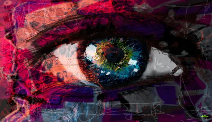 Click to view in high resolution Turquoise and Green Eye Digital Print