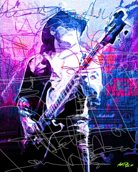 Click to view in high resolution Purple and Blue Guitarist Digital Art