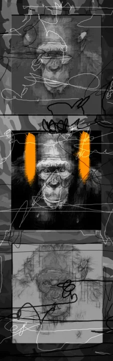 Click to view in high resolution Orange and Grey Ape Digital Art