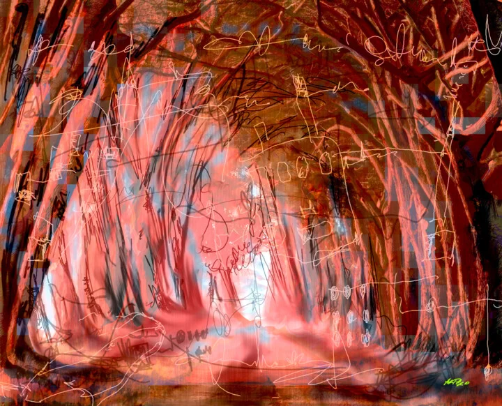 Click to view in high resolution Warm Red and Orange Forest Glow