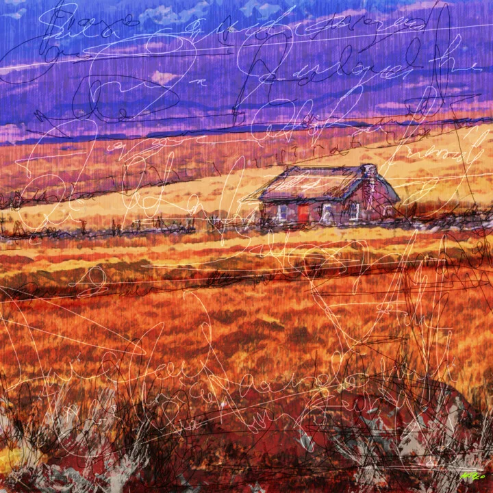 Click to view in high resolution Vivid Orange and Blue Irish House Scene