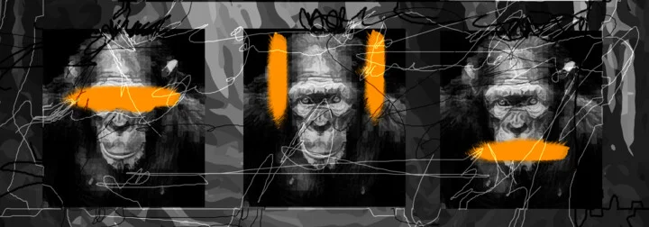 Click to view in high resolution Abstract Ape Faces Digital Print