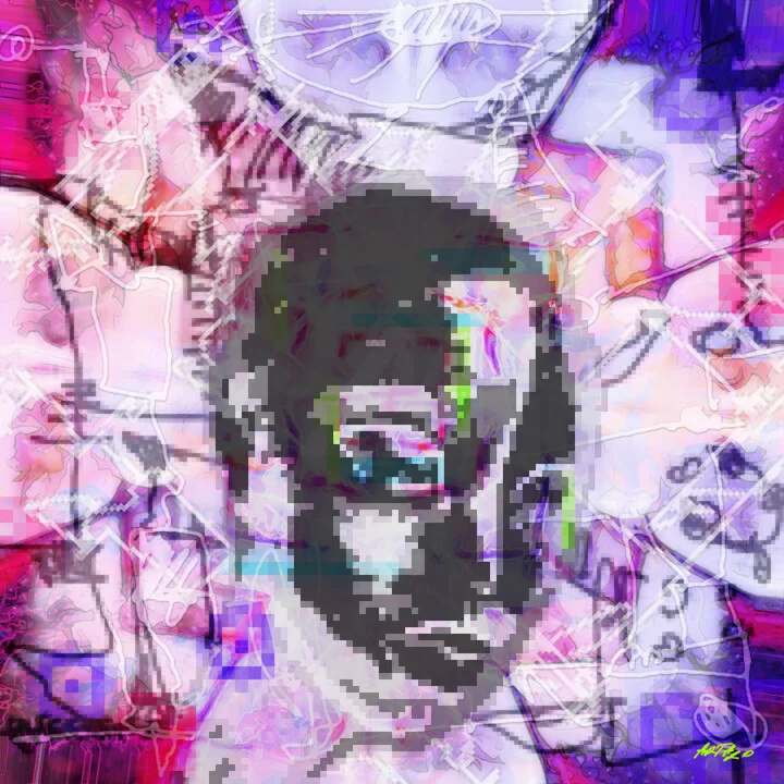 Click to view in high resolution Fragmented Portrait in Bold Colors