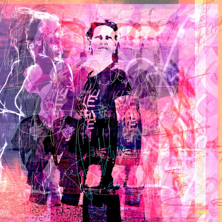 Click to view in high resolution Magenta and Black Abstract Portrait