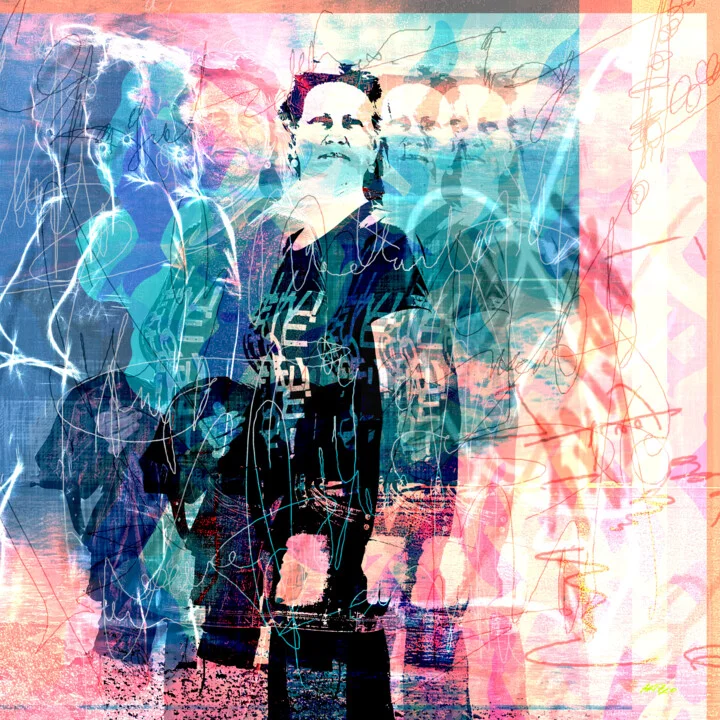 Click to view in high resolution Teal and Coral Contrast Digital Art