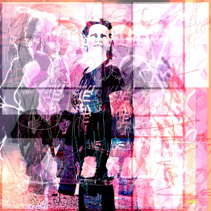 Click to view in high resolution Energetic Pink and Blue Digital Portrait