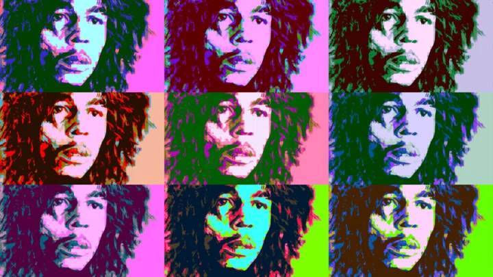 Click to view in high resolution Red and Black Bob Marley Portrait