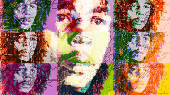 Click to view in high resolution Kaleidoscopic Bob Marley in Red and Black