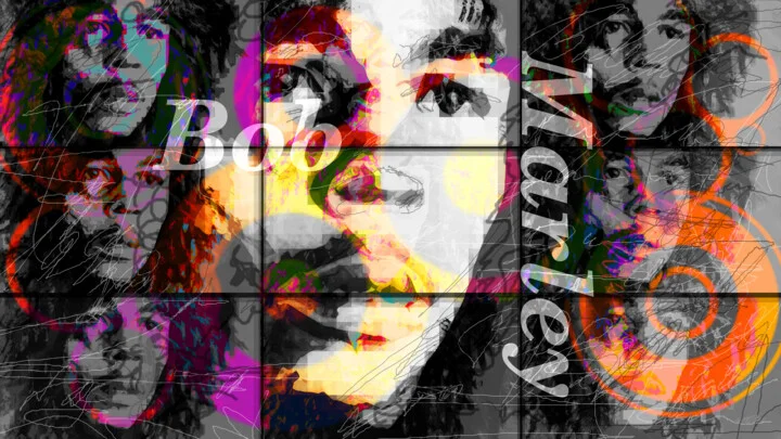 Click to view in high resolution Red and Black Portrait of Bob Marley