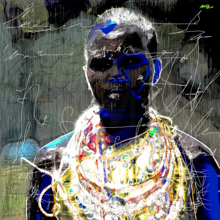 Click to view in high resolution Electric Blue Masai Woman Digital Art