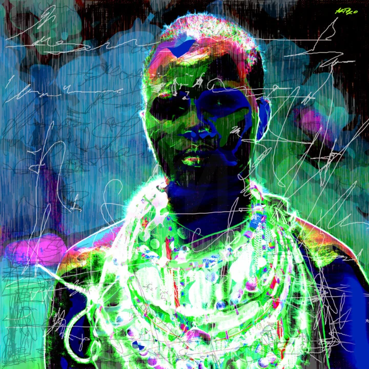 Click to view in high resolution Neon Hues of a Massai Woman Digital Art