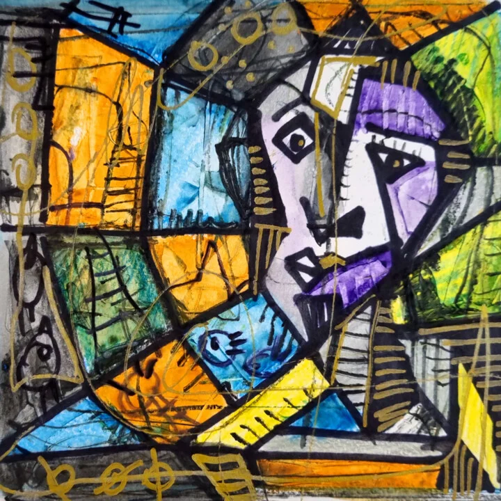 Click to view in high resolution Dynamic Purple Portrait on Paper