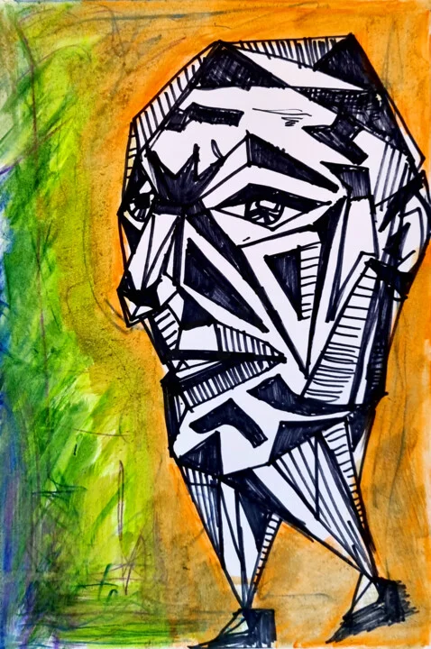 Click to view in high resolution Quirky Black and Orange Marker Figure