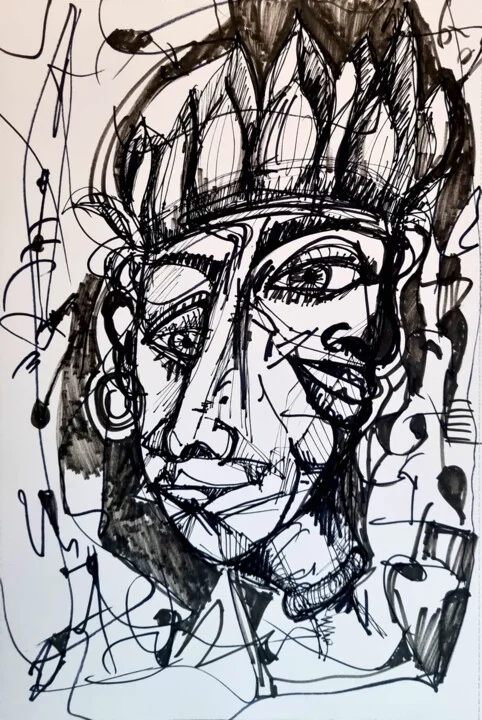 Click to view in high resolution Angular Black and White Face Portrait