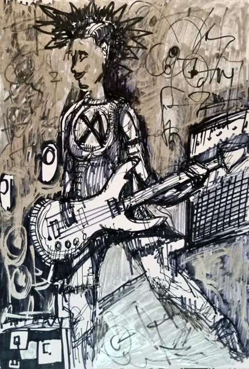 Click to view in high resolution Punk Guitarist in Black Ink Energy