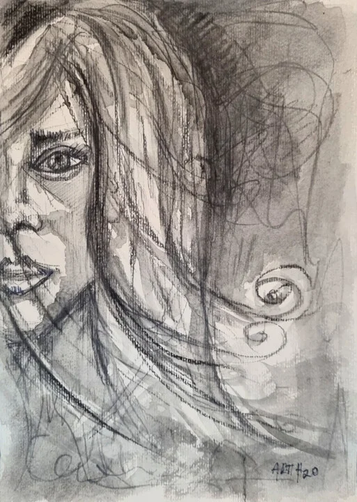 Click to view in high resolution Long-Haired Girl Pencil Portrait