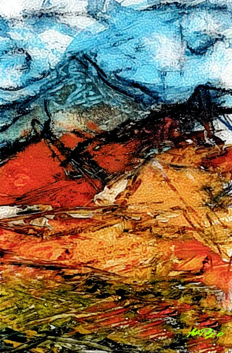 Click to view in high resolution Ochre and Sky Blue Digital Landscape