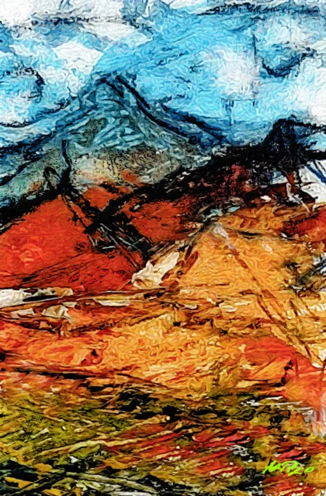 Click to view in high resolution Crimson and Orange Mountains in Digital Art