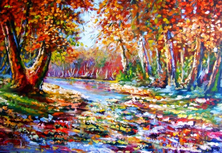 Click to view in high resolution Fiery Autumn Landscape Digital Art