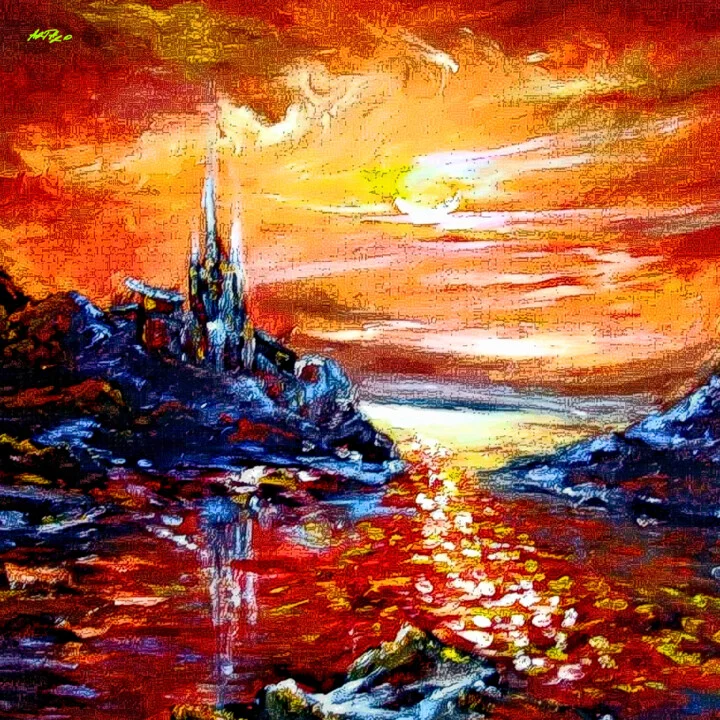 Click to view in high resolution Crimson and Orange Digital Horizon