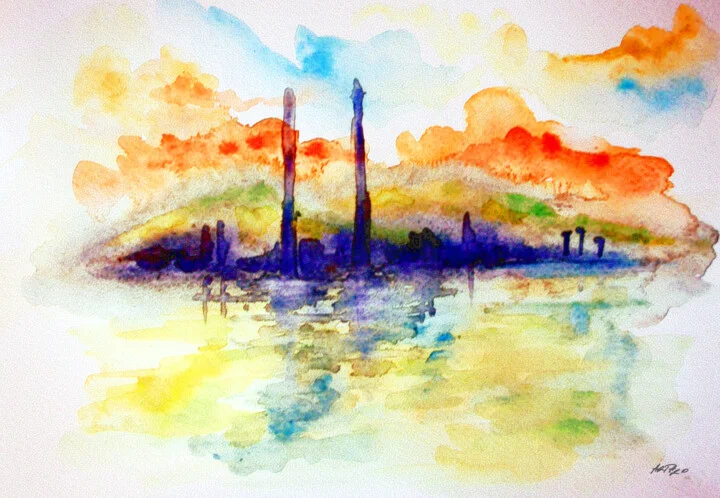 Click to view in high resolution Vermilion and Cerulean Dublin Sunset