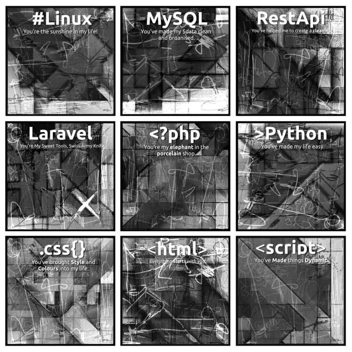 Click to view in high resolution Ebony and White Tech-Inspired Grid Art