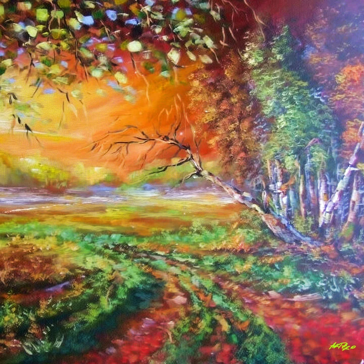 Click to view in high resolution Vibrant Orange Landscape Digital Print