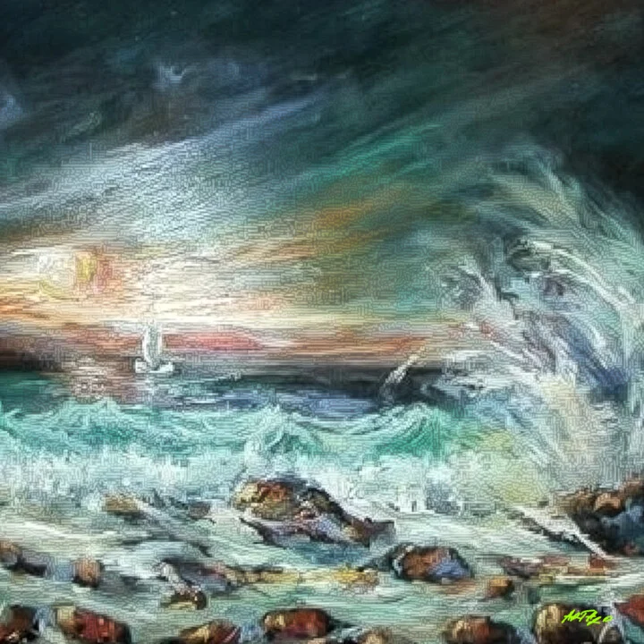 Click to view in high resolution Teal and Azure Ocean View Digital Art