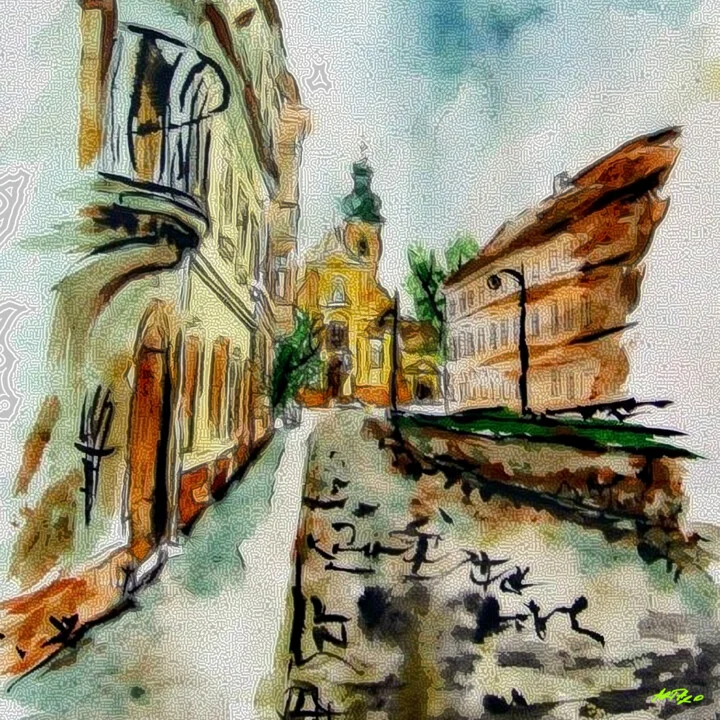 Click to view in high resolution Ochre and Olive Karmelita Church Scene